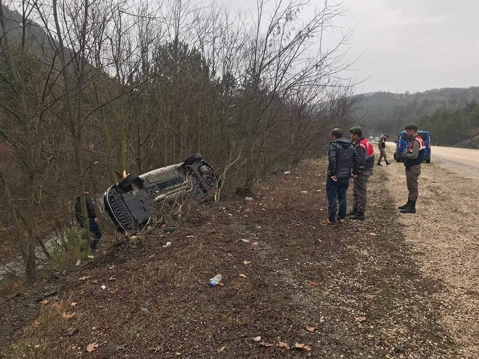 Yoldan çıkan araç ağaca çarptı