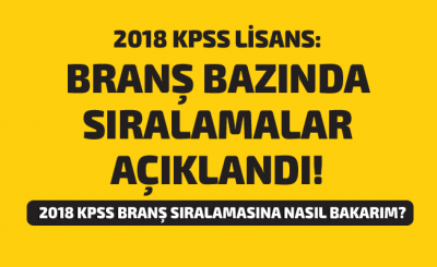 2018 KPSS - Lisans: Branş Bazında Sıralamalar Açıklandı!