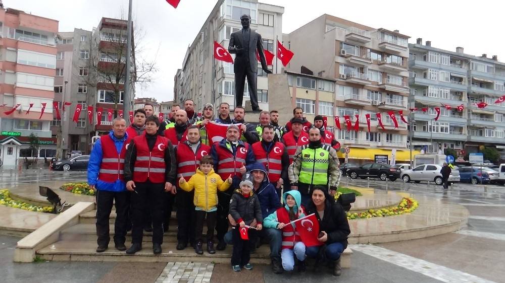 Motosikletlilerden Afrin Şehitleri için saygı sürüşü