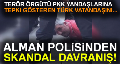 Alman polisi, PKK yandaşlarına tepki gösteren Türk'ü ayaklar altına aldı