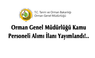 Orman Genel Müdürlüğü Kamu Personeli Alımı İlanı Yayımlandı!